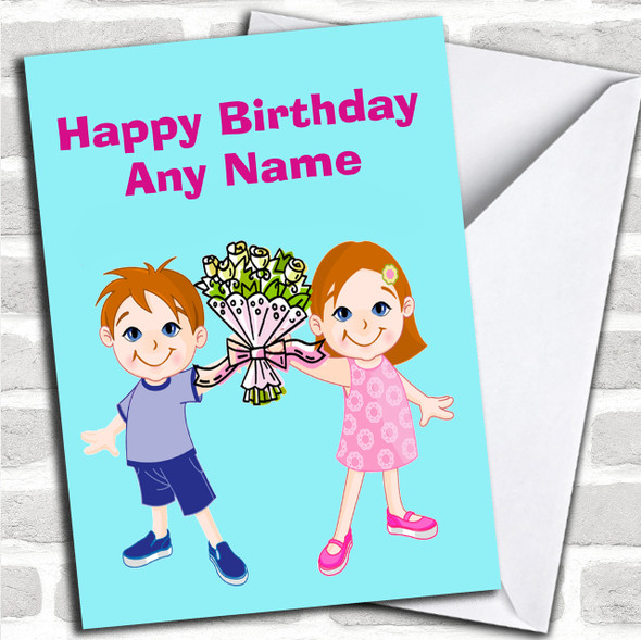 Cute Little Kids Personalized Birthday Card