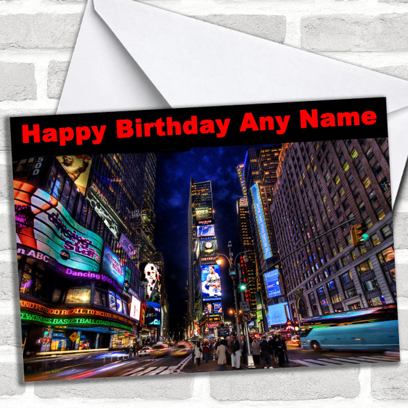 New York Times Square Personalized Birthday Card