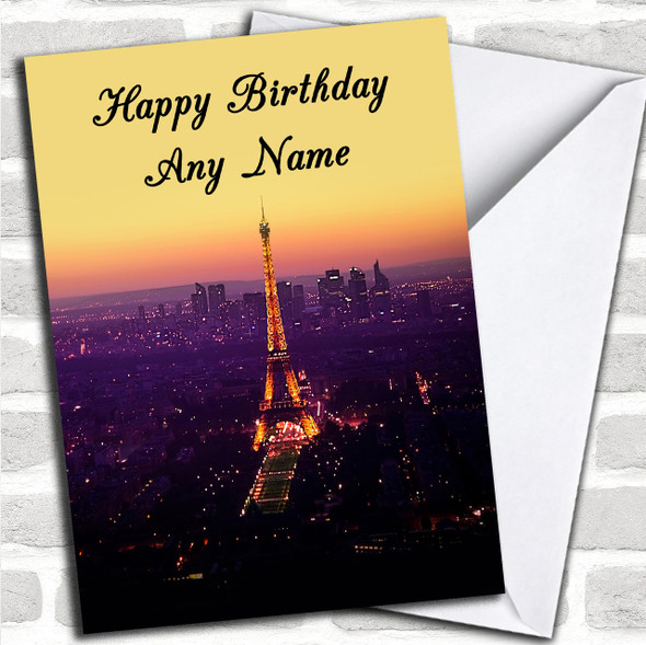 Eiffel Tower Paris France Personalized Birthday Card