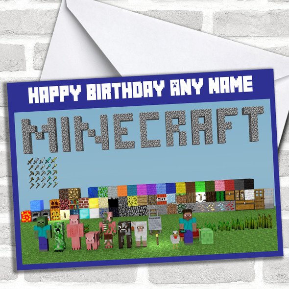 Minecraft Characters Personalized Birthday Card