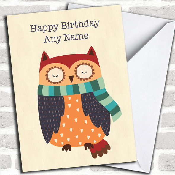 Autumn Owl Personalized Birthday Card