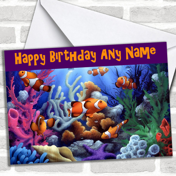 (Nemo) Clownfish Underwater Scene Personalized Birthday Card