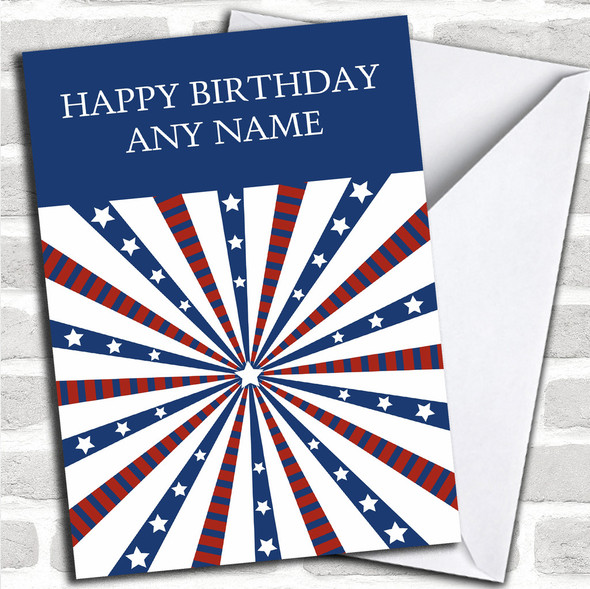 White Stars & Stripes Personalized Birthday Card