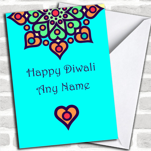 Blue Personalized Diwali Card
