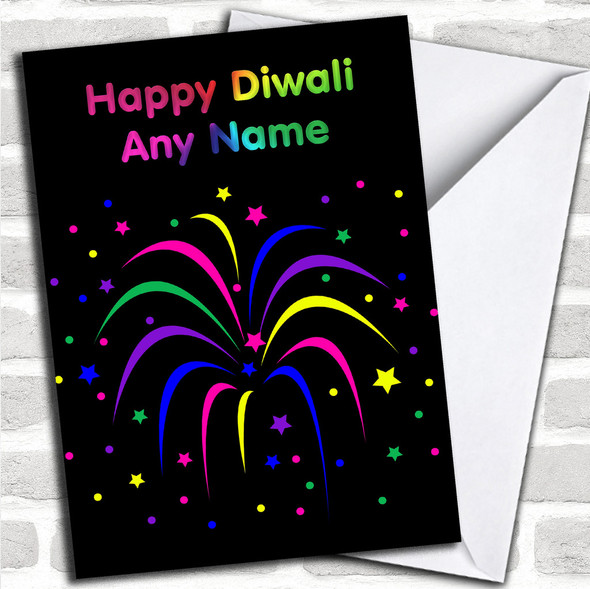 Rainbow Fireworks Personalized Diwali Card