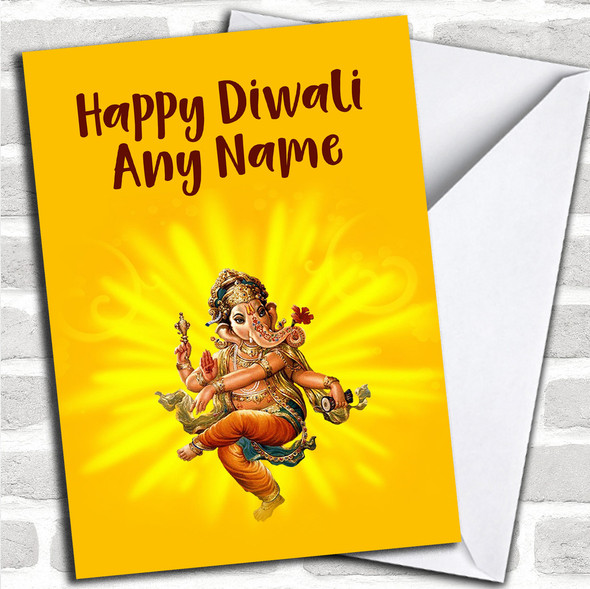 Yellow Ganesh Personalized Diwali Card