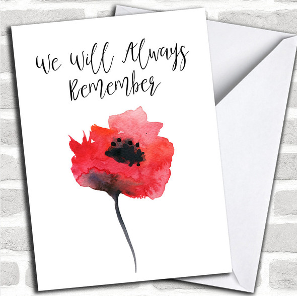 Watercolour Poppy Personalized Rememberance Day Card