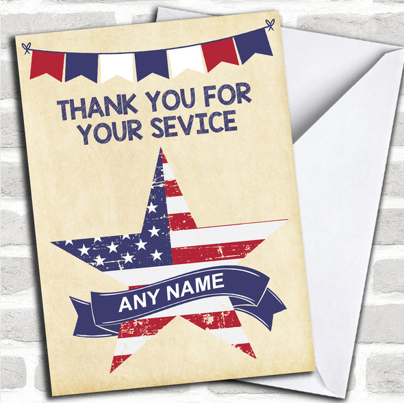 USA Flag Star Personalized Retirement Card