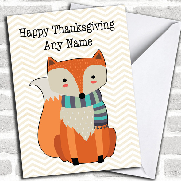 Autumn Fox Personalized Thanksgiving Card