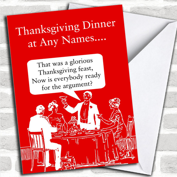 Funny Family Argument Personalized Thanksgiving Card
