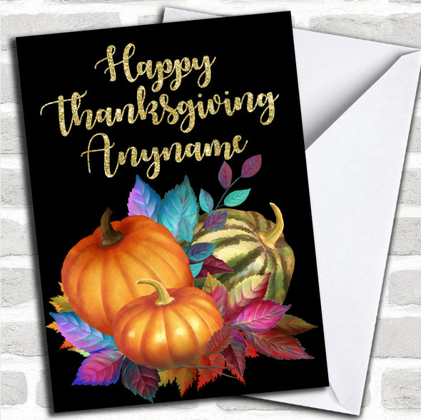 Golden Pumpkin Personalized Thanksgiving Card