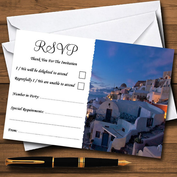 Santorini Greece Married Abroad Personalized RSVP Cards