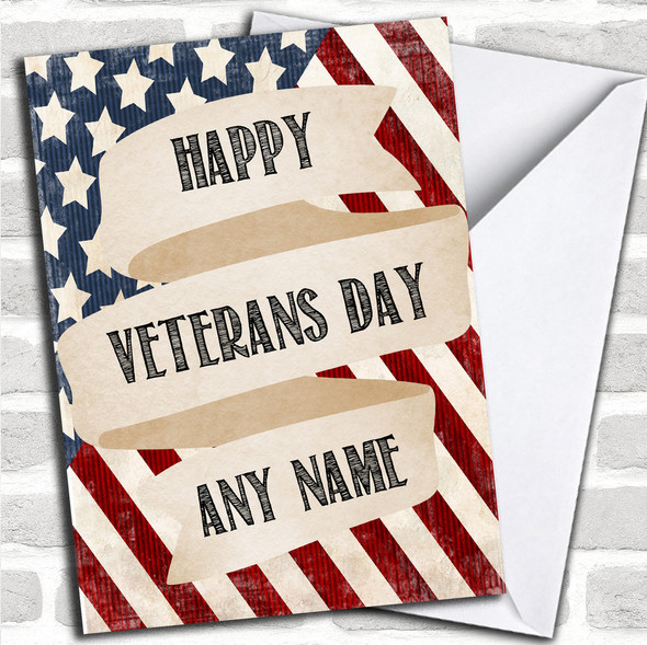 USA Vintage Flag Personalized Veterans Day Card