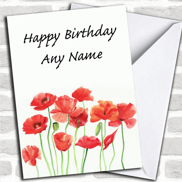Poppy Floral Personalized Birthday Card