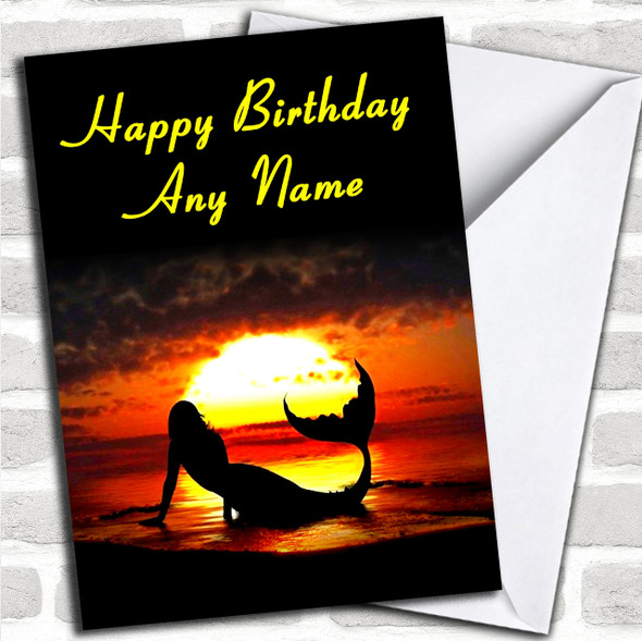 Mermaid At Sunset Personalized Birthday Card