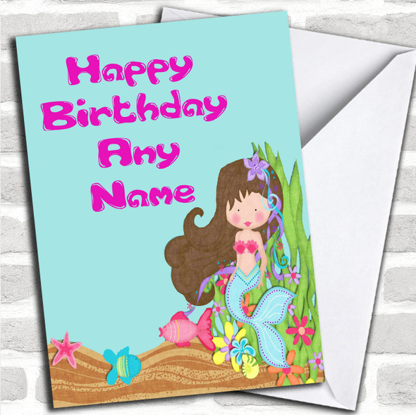Mermaid And Fish Personalized Birthday Card