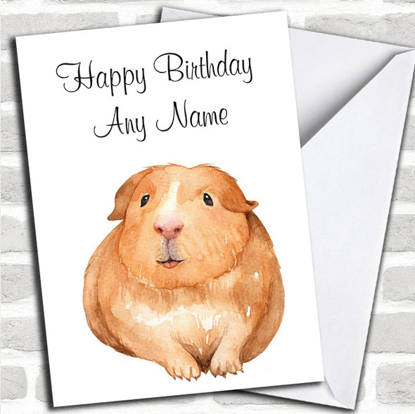 Cute Watercolour Guinea Pig Personalized Birthday Card