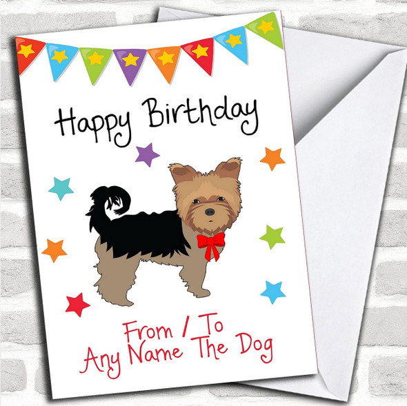 To From Pet Dog Yorkshire Terrier Personalized Birthday Card