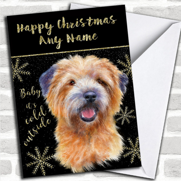 Cold Outside Snow Dog Cairn Terrier Personalized Christmas Card