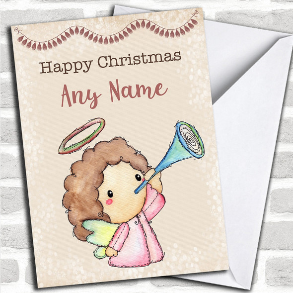 Cute & Sweet Angel Personalized Childrens Christmas Card