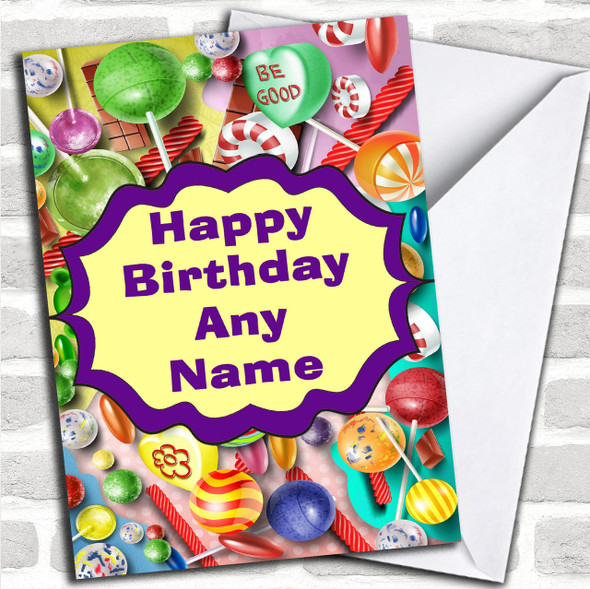 Colourful Kids Sweets Personalized Birthday Card