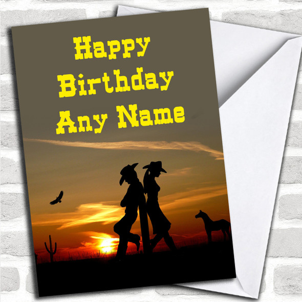 Western Cowboy & Cowgirl Personalized Birthday Card