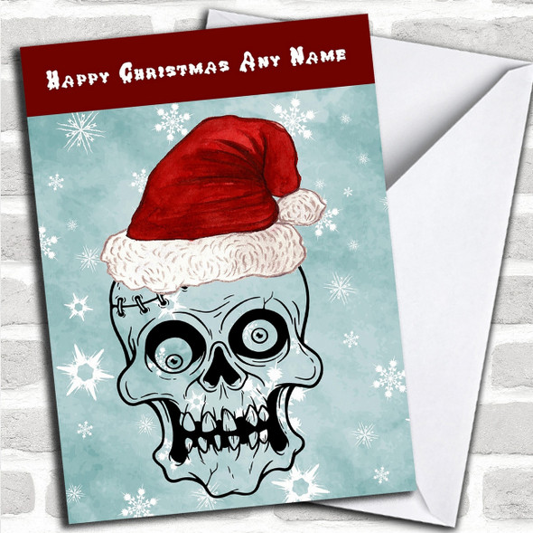 Scary Horror Zombie Monster Skull Personalized Christmas Card