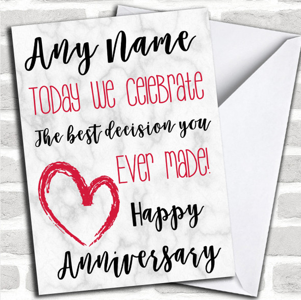 Best Decision You Ever Made Funny Anniversary Personalized Card