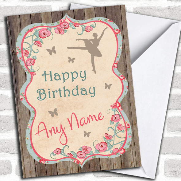 Shabby Chic Ballerina Children's Birthday Personalized Card