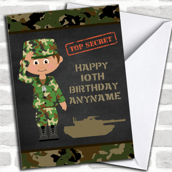 Green Boy Camo Army Children's Birthday Personalized Card