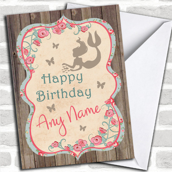 Shabby Chic Mermaid Children's Birthday Personalized Card