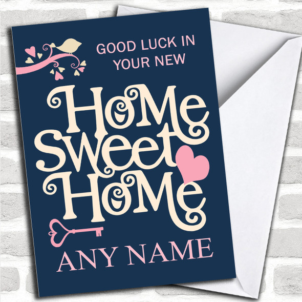 Blue Home Sweet Home New Home Personalized Card