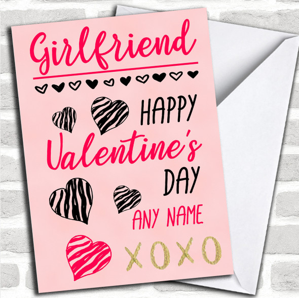 Pretty Hearts Girlfriend Valentines Personalized Card