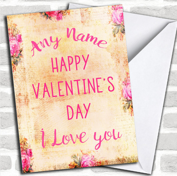 Pretty Flowers Valentines Personalized Card