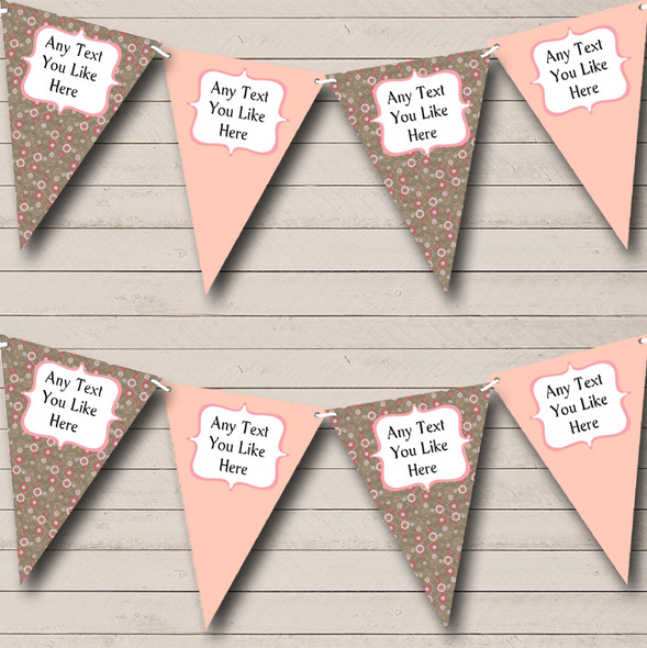 Vintage Shabby Chic Peach Personalized Wedding Anniversary Party Bunting Flag Banner