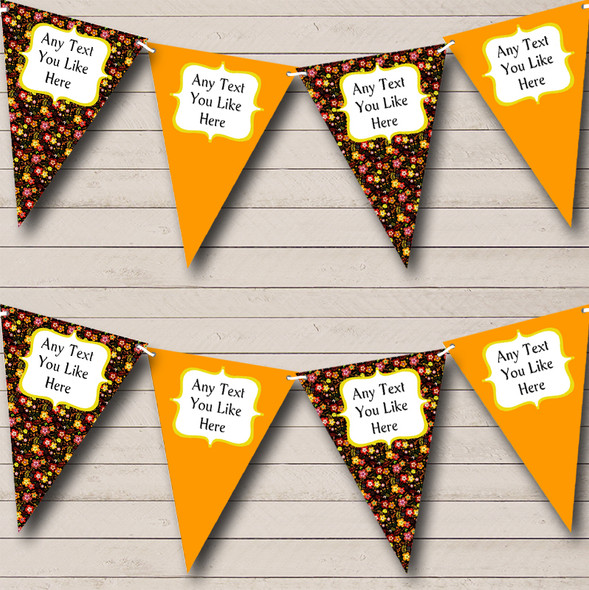 Vintage Shabby Chic Orange Black Personalized Wedding Anniversary Party Bunting Flag Banner