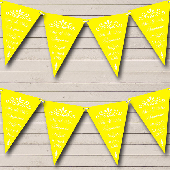 Vintage Regal Yellow Personalized Wedding Anniversary Party Bunting Flag Banner