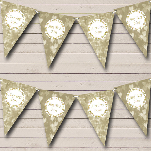 Titanium Gold Bokeh Personalized Wedding Anniversary Party Bunting Flag Banner