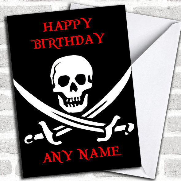 Skull & Crossbones Pirate Personalized Birthday Card