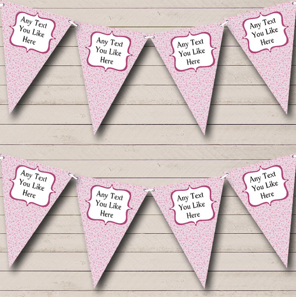 Pretty Pink Summer Floral Personalized Wedding Anniversary Party Bunting Flag Banner