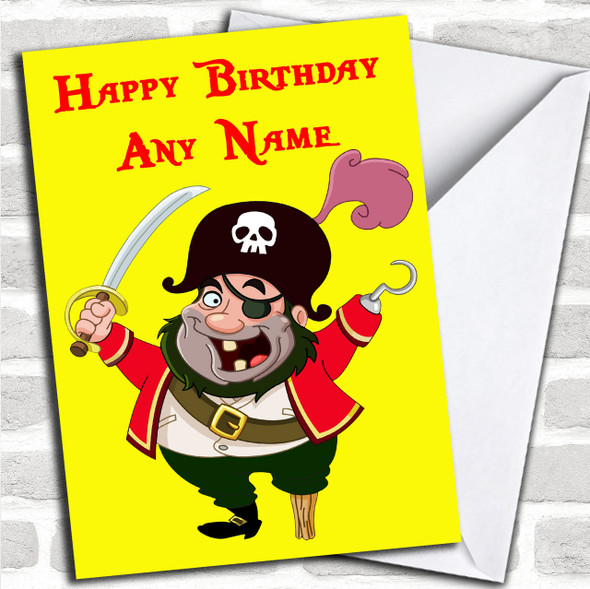 Yellow Pirate Personalized Birthday Card