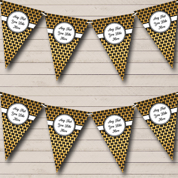 Black And Gold Pattern Personalized Wedding Anniversary Party Bunting Flag Banner