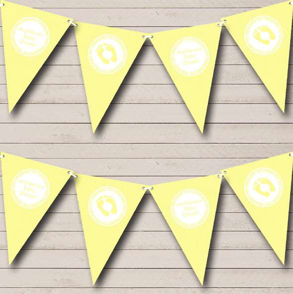 Polkadot Yellow Personalized Baby Shower Bunting Flag Banner