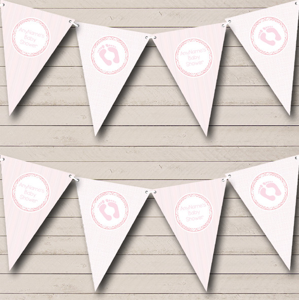 Pink Stripes And Dots Personalized Baby Shower Bunting Flag Banner