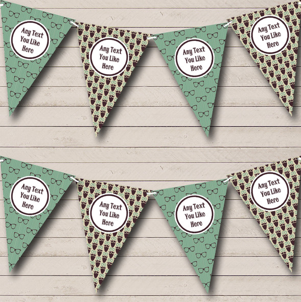 Vintage Retro Beards And Glasses Personalized Birthday Party Bunting Flag Banner
