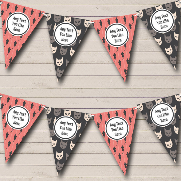 Retro Vintage Cat And Mouse Personalized Birthday Party Bunting Flag Banner