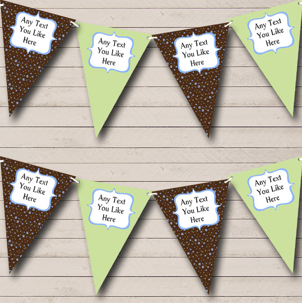 Brown Green Shabby Chic Personalized Birthday Party Bunting Flag Banner