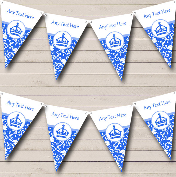 Blue Princess Crown Personalized Birthday Party Bunting Flag Banner