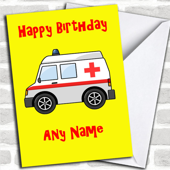 Ambulance Cartoon Personalized Birthday Card