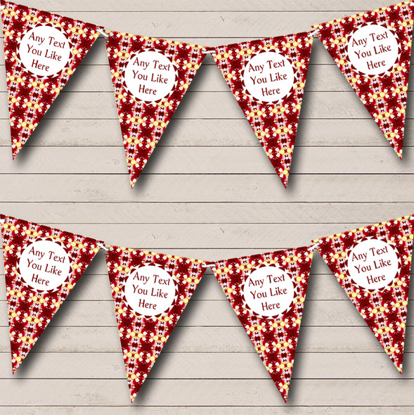 Red Rose Petals Personalized Carnival Fete Street Party Bunting Flag Banner